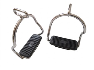 Estribos Dobles de Acero Inoxidable con Tamaño Personalizable y Reposapiés de Goma Negra para Equitación - Product Image 2