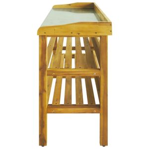 Panca da Giardino in Legno Massello di Acacia Colore Naturale con Rivestimento in Zinco - Product Image 4