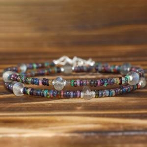 Dual Gemstone Beads <b>Necklace</b> Natural Stone Beaded <b>Necklace</b> Dainty Minimalist <b>Necklace</b> Women Fashion Jewelry - Product Image 2