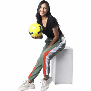Pantalon de sport pour femme, color block vert sauge, orange et blanc, taille élastique, vente en gros Europe, gym - Product Image 4