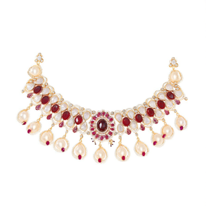 Juego de Collar con Colgante de Piedras Kundan Polki de Diseño Jewelemarket, Imitación de Perla Fina para Uso Diario y Ocasiones Nupciales-10575591ML - Product Image 2