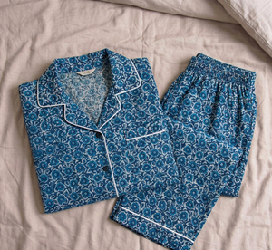 Ensemble de pyjama pour femme en coton tissé thermique indigo imprimé à la main, doux et respirant, vente en gros Inde - Product Image 3