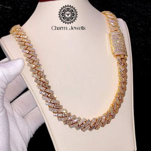 Charm_Jewells Unisex Moissanite <b>Statement</b> <b>Necklace</b> Brilliant Cut Geometric 14K Gold Plated Silver Luxury IGI Certified Hip Hop - Product Image 3