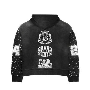 Survêtement streetwear à capuche épais noir délavé à l'acide 2026 |   Conception solide personnalisée |   Kit de formation OEM - Product Image 6