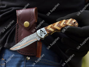 Couteau pliant professionnel Sanmai en acier Damas cuivré, pointe clip, pour EDC, camping, extérieur, pêche, randonnée, facile à personnaliser (DIY), ODM - Product Image 6