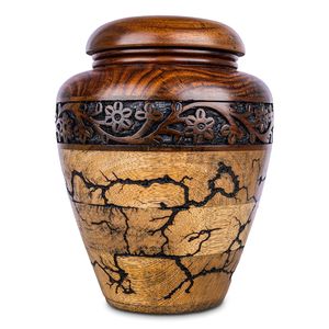 Custom Handmade Round <b>Wooden</b> Memorial Ash Urn with Polished Finish Modern Design for Tabletop Display - Product Image 5