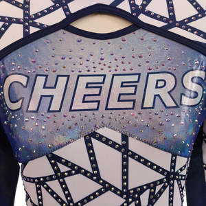 Uniforme de cheerleading professionnel imprimé pour femmes avec design pailleté, 100% polyester, style jupe pour performance scénique - Product Image 4