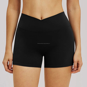 Shorts de Yoga de Cintura Alta en Color Sólido para Mujer, Ropa Deportiva, Elástica en Cuatro Direcciones, Cintura Elástica sin Costuras, Corte Corto - Product Image 3