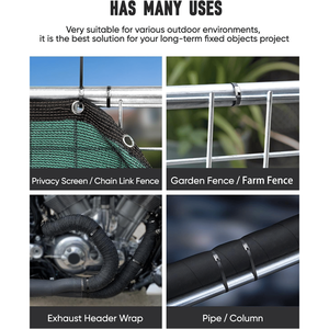 Bridas para cables de acero inoxidable negras de 150 pulgadas, 11,8 Uds., bridas metálicas multiusos con cremallera, herramientas especiales de corte de sujeción para atar - Product Image 6