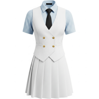 Ensembles d'uniformes scolaires pour filles, sur mesure, de haute qualité, professionnels, avec chemise à manches courtes, veste, jupe, confortables