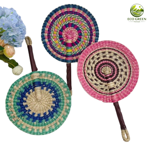 Abanico de Mano Artesanal de Vietnam, de Hierba Marina, Ecológico, Ovalado, Hecho a Mano, Decoración y Regalo para Fiestas - Product Image 6