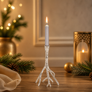 Elegant Glass <b>Candle</b> Holder with <b>Taper</b> <b>Candle</b> Premium Crystal Design Stable Base Warm Glow Festive Home Decor Centerpiece - Product Image 1