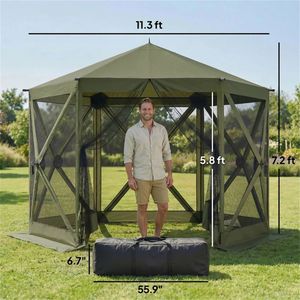Gazebo da campeggio verde scuro con protezione solare per feste ed eventi - Product Image 6