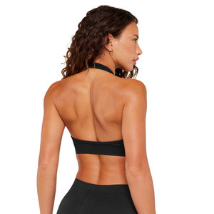 Top Deportivo de Yoga para Mujer con Logotipo Personalizado, Negro, de Acero, Sin Costuras, con Cuello Halter, Nailon y Spandex, Soporte Ligero, para Gimnasio y Entrenamiento - Product Image 2