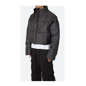 Best Selling Eco Edge Apparel High Quality Custom Cropped <b>Puffer</b> <b>Jackets</b> Men Winter Warm Black Waterproof Street-wear Unisex - Product Image 2