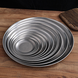 Plateau de service en acier inoxydable, plat à fruits et desserts de luxe vintage en métal, plat peu profond pour la maison, les fêtes et les déjeuners - Product Image 4