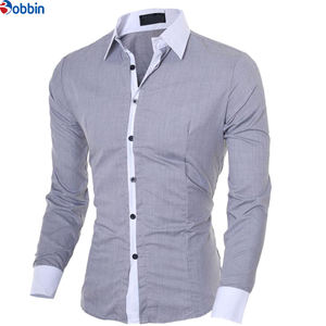 Camisas de Vestir Personalizadas para Hombre, Negras y Blancas, de Manga Larga, Casuales, Sólidas, con Múltiples Botones, de Corte Ajustado - Product Image 2