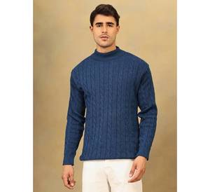 Pull en maille torsadée pour homme, doux et chaud, col montant, tricot personnalisé pour homme, pull d'hiver à manches longues - Product Image 4