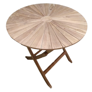 Mesa de Centro Redonda Plegable de Madera de Teca, Mesa de Comedor para Exteriores, Mesa Auxiliar de Madera para Patio y Jardín - Product Image 4