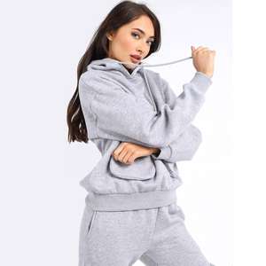 Ensemble de survêtement deux pièces épais et de haute qualité pour femmes grandes tailles, 100 % coton, avec logo personnalisé, comprenant un pantalon de survêtement et un sweat à capuche - Product Image 2