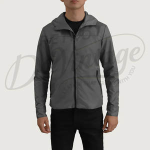 Chaqueta Cortavientos Ligera Gris para Hombre con Capucha, Corte Ajustado, Resistente al Agua, Chaqueta Deportiva Informal para Exteriores, Chaqueta de Golf - Product Image 3