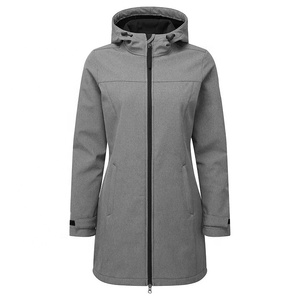 Women's Long Hooded Winter <b>Jacket</b> <b>Grey</b> <b>Waterproof</b> Polyester Full Sleeve Zipper Closure Solid Color Coat - Product Image 1