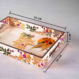ถาดเสิร์ฟไม้ MDF ทำมือสไตล์โมเดิร์น เคลือบเงา ทนทานต่อการล้างในเครื่องล้างจาน เหมาะสำหรับอาหาร ชา กาแฟ ขนมขบเคี้ยว โต๊ะอาหารโรงแรม - Product Image 2