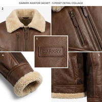 Blouson aviateur en cuir véritable marron pour homme, doublé de fourrure, chaud, style B3, épais, pour l'hiver