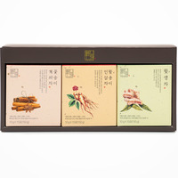 Booster d'énergie à base de plantes Gyeongshin Bio, ensemble cadeau de thé instantané en poudre de champignons Sparassis Crispa coréens, 3 variétés : cannelle, ginseng