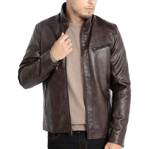 Sustainable Eco Friendly Faux Leather Fashion <b>Jacket</b> For Men Soft Material Zipper Closure Breathable Slim Fit <b>Summer</b> <b>Lightweight</b> - Product Image 4