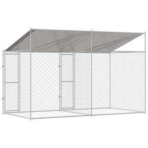 Cage pour chien avec toit argenté, dimensions 157,48 x 78,74 x 101,57 pouces, maison pour animaux de compagnie de qualité supérieure pour votre ami à fourrure - Product Image 6