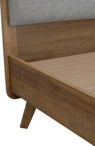 Scandinavian Design <b>Queen</b> <b>Size</b> <b>Bed</b> Light Walnut <b>Frame</b> Belfast Fabric Headboard Modern Bedroom - Product Image 5