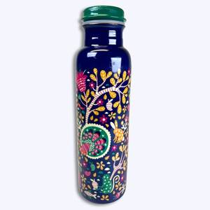 White Floral Pattern Metal Water Bottle With Copper Lid <b>Portable</b> Travel Drinkware - Product Image 4