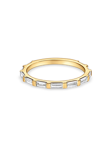 Anillo de eternidad Skinny Baguette Three Quarters Set con diamante cultivado en laboratorio en oro amarillo, blanco, rosa y platino de 18 quilates. - Product Image 2