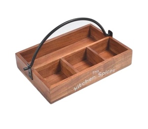 Premium Quality Double Tier Wood Cutlery Holder with Black <strong>Handle</strong> Eco-Friendly Multifunction Storage for Home &amp; Hotel Tableware - Product Image 1