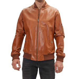 Chaqueta de Cuero Genuino para Hombre de Alta Calidad, Estilo Vintage, Chaqueta de Motero de Piel de Oveja, Abrigo de Invierno Cálido e Informal - Product Image 1