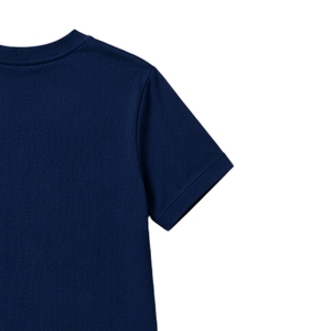 T-shirt en coton bleu roi pour femme, col rond, broderie florale beige, manches courtes, décontracté, personnalisé, OEM, premium, mode estivale - Product Image 6