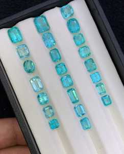 พลอยอะพาไทต์สีพาราอิบาธรรมชาติ สีน้ำเงินอมเขียว ทรงเหลี่ยม รูปทรงต่างๆ สำหรับทำเครื่องประดับ - Product Image 2