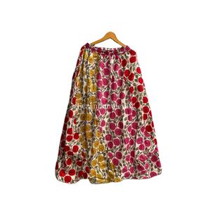 100% Cotton Kali <b>Skirt</b> Floral Block Print <b>Skirt</b> Dress Handmade <b>Summer</b> <b>Skirt</b> Party Wear Women's Gypsy <b>Skirt</b> Middi Wrap <b>Skirt</b> - Product Image 1