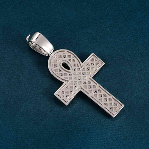 Pass Diamond Tester Iced Out Jewelry Hip Hop Colgante 925 Plata VVS1 Baguette Moissanite Diamond Cross Colgante Collar - Product Image 2