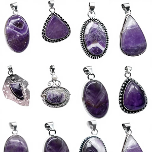 จี้ทองเหลืองชุบเงินประดับอเมทิสต์ทรงต่างๆ พร้อมกรอบแบบ Bezel สำหรับงานปาร์ตี้และงานเทศกาล ขายส่ง - Product Image 1