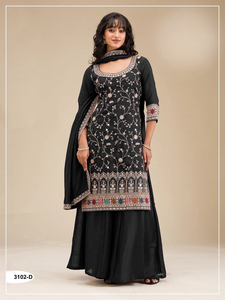 Direct Factory Supply Salwar Suit Palazzo Styles Vichitra with Heavy Embroidery Sequence Work Readymade <b>Pakistani</b> Salwar Kameez - Product Image 2