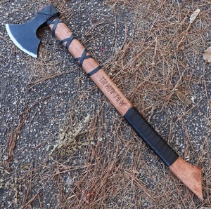 Hacha de guerra vikinga Wolf Heathen, inspirada en el estilo nórdico medieval, réplica funcional para recreación histórica, estilo batalla. - Product Image 5