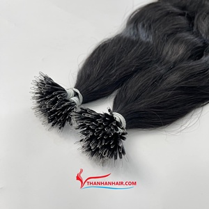 SUPER SOLDES Cheveux humains vietnamiens à pointes en kératine colorées Nano Ring Sans perte de cheveux Sans nœuds - Product Image 1