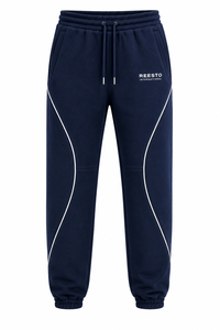 <b>Men's</b> Black Cotton Sweatpants With <b>White</b> Side piping Casual Joggers Mid Waist Regular Fit Autumn Wear <b>mens</b> <b>trousers</b> - Product Image 3