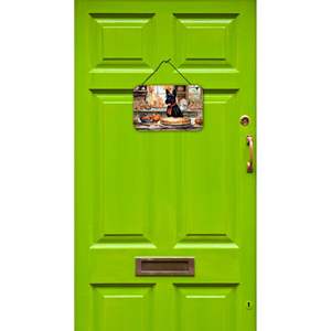 Nouveau Scottish Terrier automne cuisine tenture murale multicolore aluminium métal citrouilles panneau de porte pour décor à la maison pour Bar salle de bain - Product Image 2