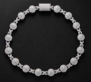 Iced Out Round Shape Link 925 Sterling Silver Rhodium Plated High Shine VVS Moissanite Hip Hop Luxury <b>Statement</b> Unisex <b>Necklace</b> - Product Image 1