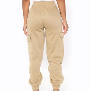 Nouveau pantalon de jogging cargo en molleton pour femme, taille haute, avec cordon de serrage, couleur unie, doux, confortable et respirant, idéal pour l'hiver - Product Image 3