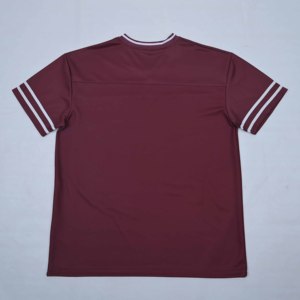เสื้อฟุตบอลคอกลมสีแดงเลือดหมูสำหรับผู้ชาย คุณภาพสูง แบบสั่งทำพิเศษ แขนสั้น ระบายอากาศได้ดี ผลิตจากโพลีเอสเตอร์ ทรงปกติ สีพื้น ชุดกีฬา - Product Image 3