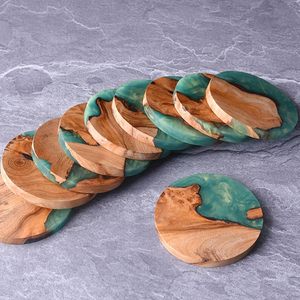 Juego de 4 Posavasos de Madera con Resina Epoxi - Posavasos Redondos Modernos para Mesas, Decoración del Hogar con Patrón de Madera Aleatorio Único - Product Image 3